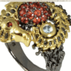 Seahorse design ring with multi high-end genuine Red Sapphires , Blue topaz and Garnet in size 7. 18K and Rhodium finish over 925 sterling silver. Nickel-free, Allergy-free and Skin-friendly.